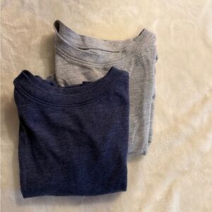 Boys Navy Grey Long Sleeve Tee Shirts Set of 2 Basic Layering